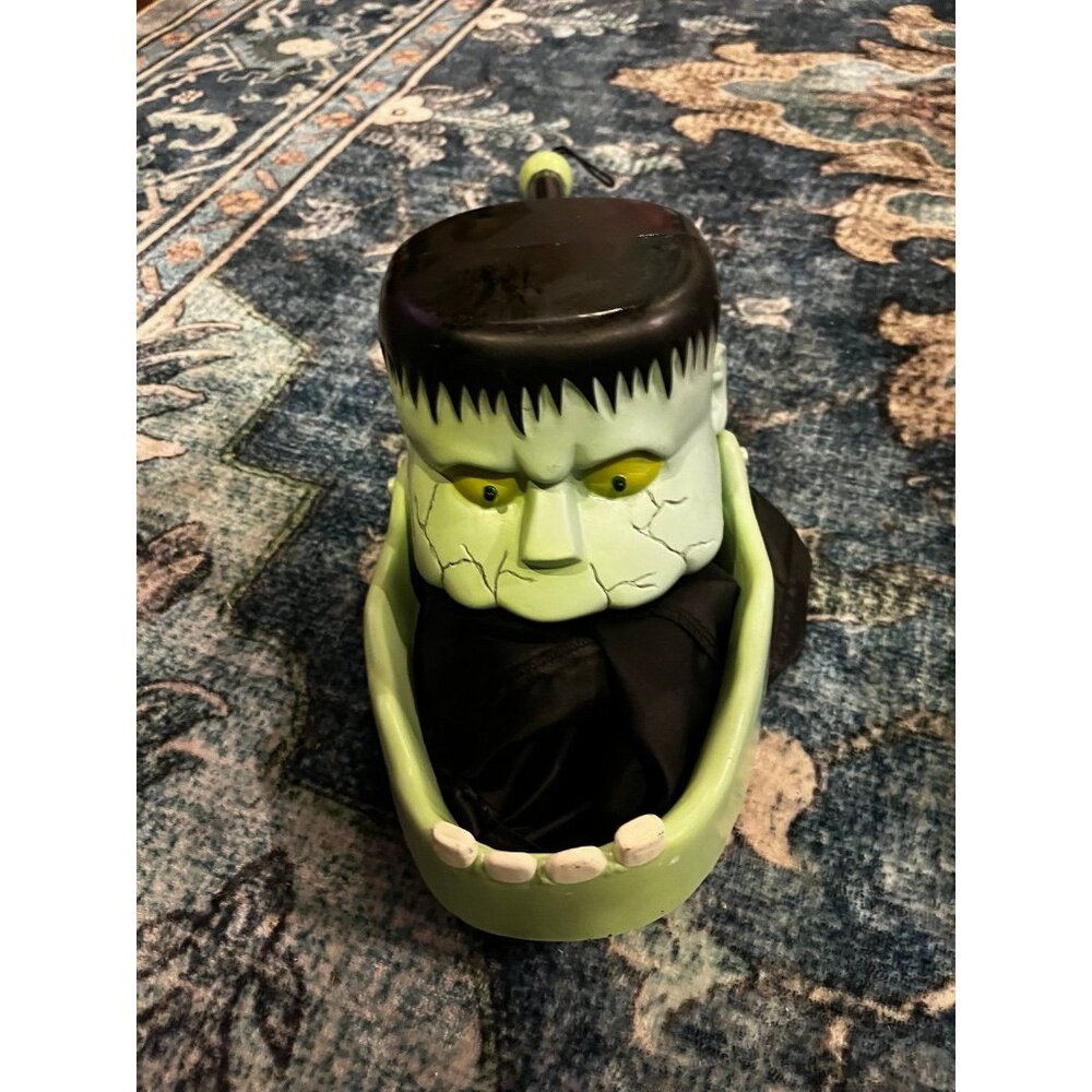 Halloween  Rare VTG Gemmy Frankenstein Head Talking Light Up Trick Or Treat Pail